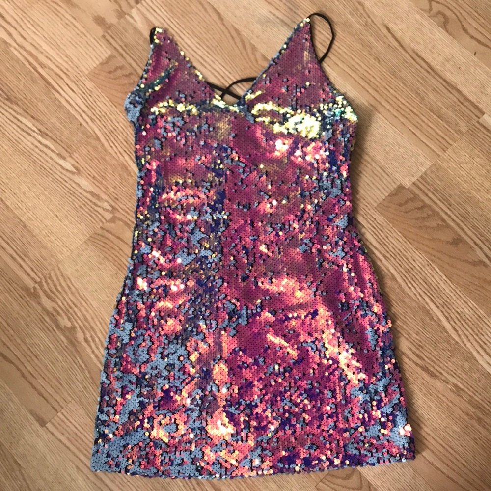 All Sequin Multi-Color Mini Dress